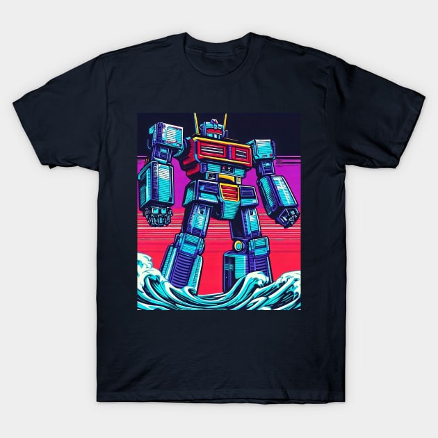 Cybernetic Confrontation: A Retro Tribute T-Shirt by Vish artd